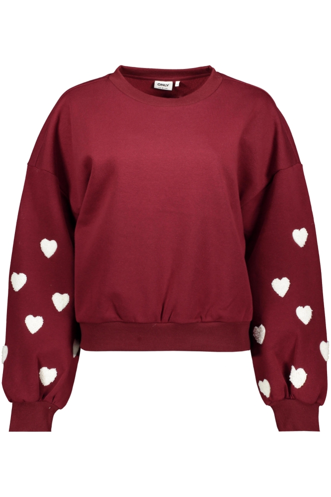 ONLMACY L/S O-NECK BOX CC SWT 15352921 CABERNET/W. CD HEARTS